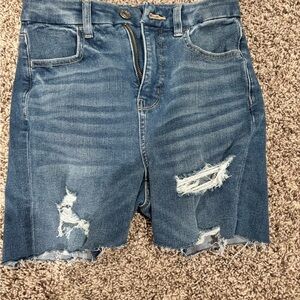 American Eagle Outfitters Blue Distressed Jean Shorts